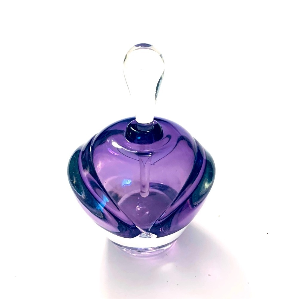 WINFISKY Signed Hand Blown Glass 1993 Perfume
Bottle, purple
